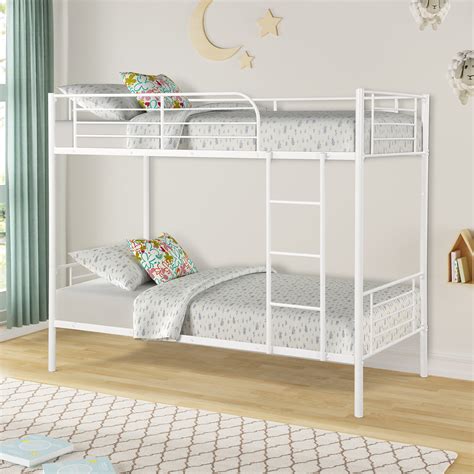 bunk bed metal white|metal bunk beds twin over.